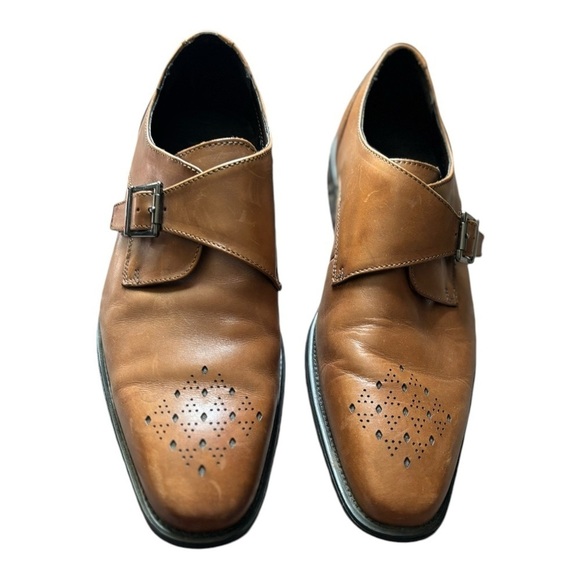 La Milano Chestnut Brown Leather Monk Strap Loafers Size 10 Men\'s Shoes main image 12